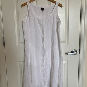 Eileen Fisher button-front white linen dress